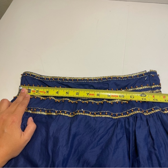 BADGLEY MISCHKA Flit and Flare Knee Length Skirt S Lined Blue Bohemian Festival - Picture 3 of 8